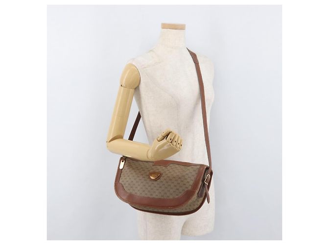 Gucci Borsa a Spalla Micro GG Supreme PVC Beige Oro 001 067 0445 Auth ka3932 D'oro - vista 23