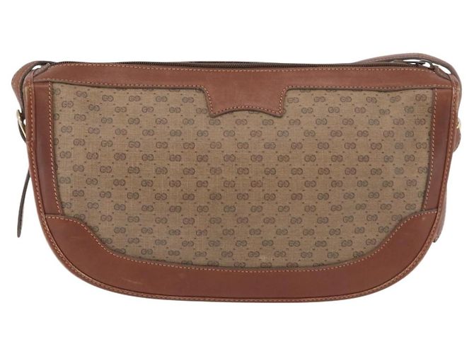 Gucci Borsa a Spalla Micro GG Supreme PVC Beige Oro 001 067 0445 Auth ka3932 D'oro - vista 3