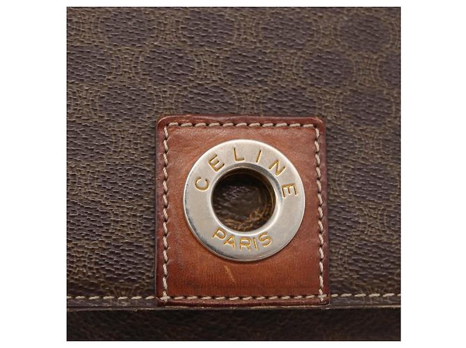 Céline Borsa a spalla circolare in tela Macadam CELINE in pelle PVC marrone oro Auth ti3851 D'oro - vista 15