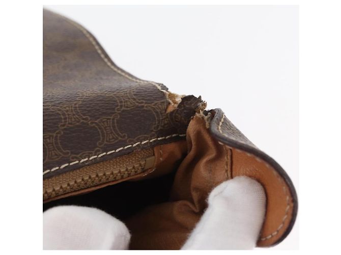 Céline Borsa a spalla circolare in tela Macadam CELINE in pelle PVC marrone oro Auth ti3851 D'oro - vista 17