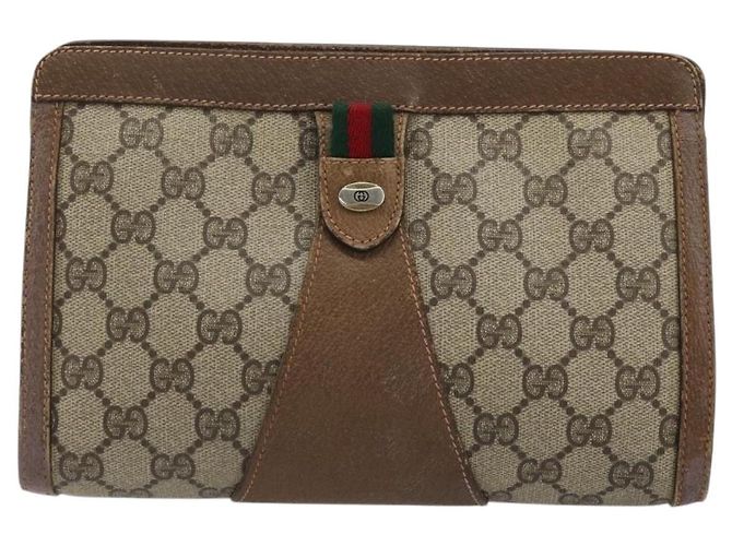 Borsa Sherry Line GG Supreme Web di GUCCI in PVC beige e oro 89 01 032 Auth yk20277 D'oro - vista 2