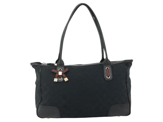 Borsa a mano Gucci GG Canvas Web Sherry Line Nero Oro Rosso 177052 Auth mr2358 D'oro - vista 2