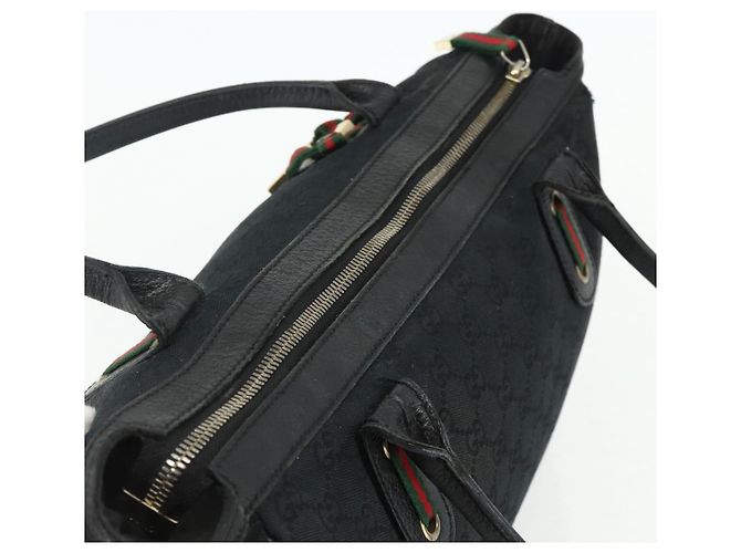 Borsa a mano Gucci GG Canvas Web Sherry Line Nero Oro Rosso 177052 Auth mr2358 D'oro - vista 6