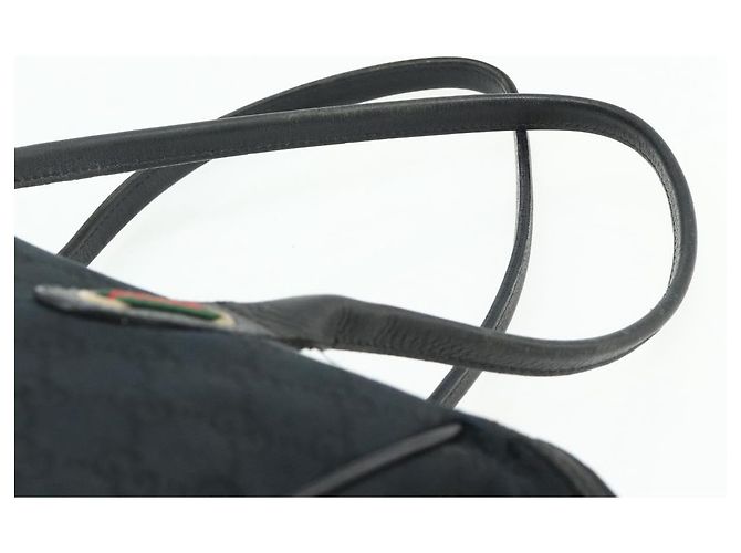 Borsa a mano Gucci GG Canvas Web Sherry Line Nero Oro Rosso 177052 Auth mr2358 D'oro - vista 8
