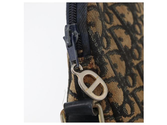 Bolsa de Ombro em Lona Trotter Christian Dior Azul Marinho Dourado Auth ka3862 - vista 15
