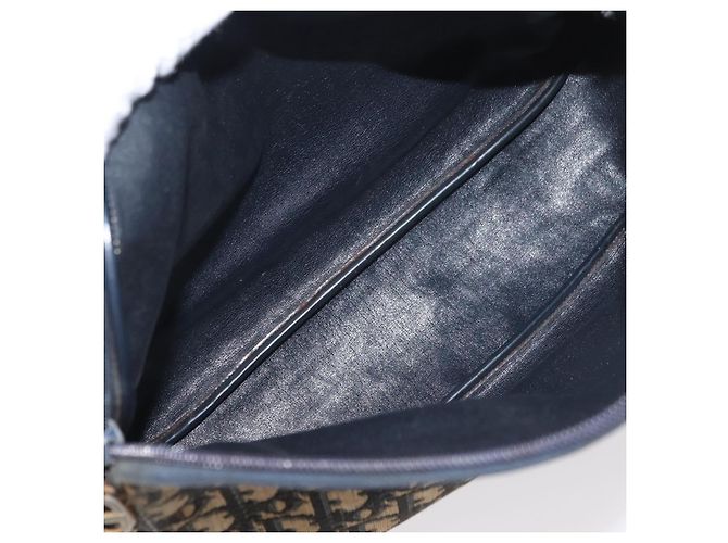 Bolsa de Ombro em Lona Trotter Christian Dior Azul Marinho Dourado Auth ka3862 - vista 16