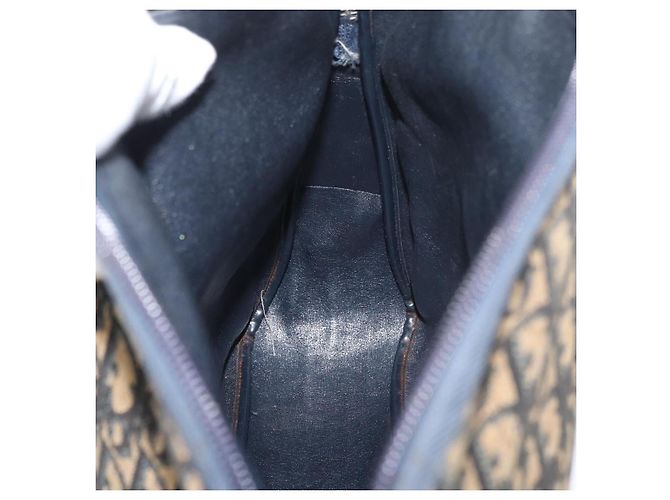 Bolsa de Ombro em Lona Trotter Christian Dior Azul Marinho Dourado Auth ka3862 - vista 18