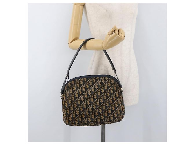 Bolsa de Ombro em Lona Trotter Christian Dior Azul Marinho Dourado Auth ka3862 - vista 19