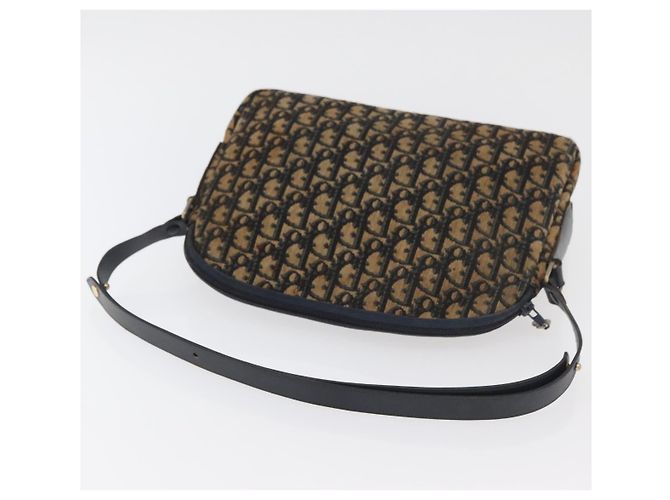 Bolsa de Ombro em Lona Trotter Christian Dior Azul Marinho Dourado Auth ka3862 - vista 8
