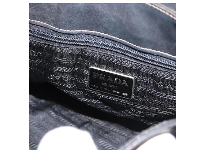 Borsa a Spalla con Catena Prada in Pelle Nera e Oro Auth mr2300 Nero D'oro - vista 18