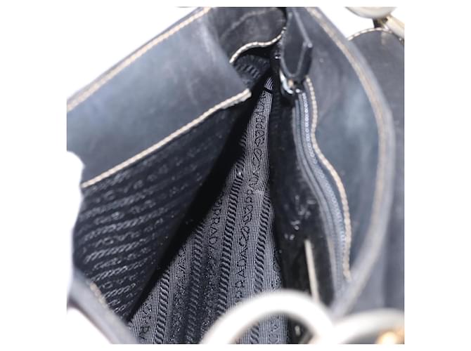 Borsa a Spalla con Catena Prada in Pelle Nera e Oro Auth mr2300 Nero D'oro - vista 19