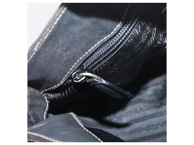 Borsa a Spalla con Catena Prada in Pelle Nera e Oro Auth mr2300 Nero D'oro - vista 21