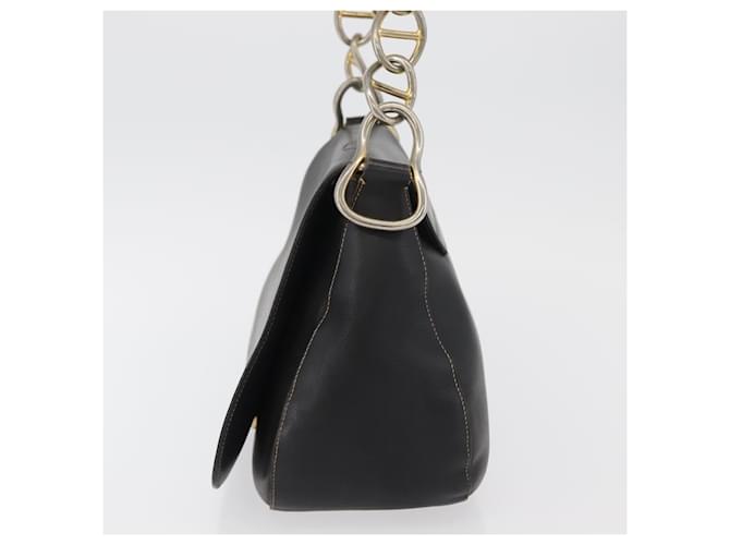Borsa a Spalla con Catena Prada in Pelle Nera e Oro Auth mr2300 Nero D'oro - vista 3