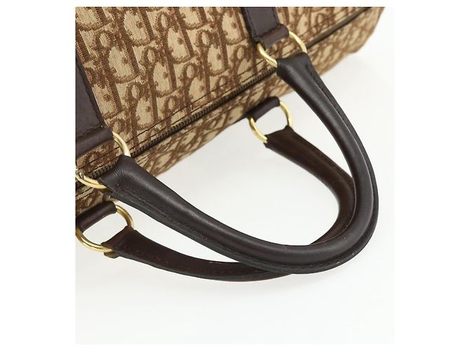 Borsa Boston in tela Trotter Christian Dior marrone oro Auth 175130 D'oro - vista 7