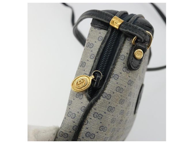 Gucci Micro GG Supreme Schultertasche PVC Navy Gold 007 58 0093 Auth 175353 Golden Marineblau - Ansicht 15