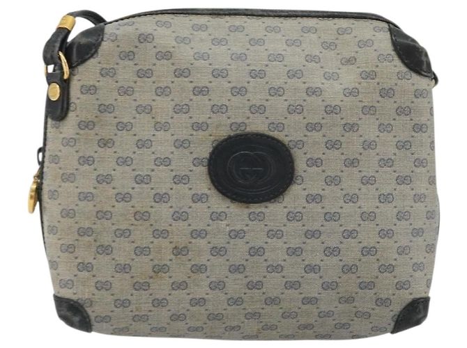 Gucci Micro GG Supreme Schultertasche PVC Navy Gold 007 58 0093 Auth 175353 Golden Marineblau - Ansicht 2