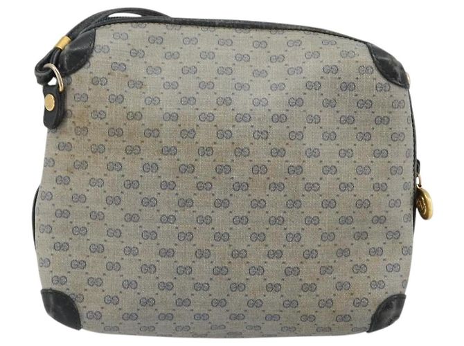 Gucci Micro GG Supreme Schultertasche PVC Navy Gold 007 58 0093 Auth 175353 Golden Marineblau - Ansicht 3