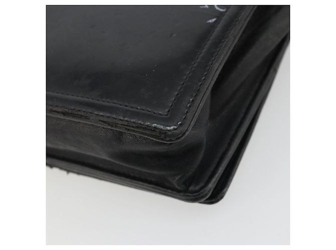 CHANEL COCO Bolsa de Ombro Mark Chain Couro Sintético Preto Prata CC Auth 175799 - vista 12