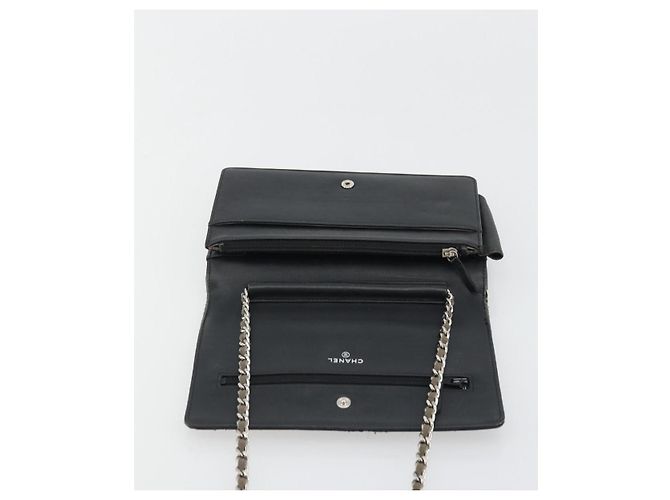 CHANEL COCO Bolsa de Ombro Mark Chain Couro Sintético Preto Prata CC Auth 175799 - vista 15