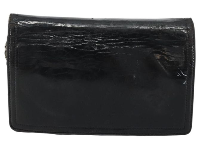 CHANEL COCO Bolsa de Ombro Mark Chain Couro Sintético Preto Prata CC Auth 175799 - vista 3