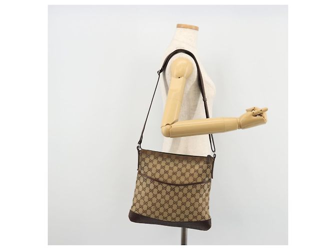 Borsa a Spalla GG Canvas Gucci Beige Argento 145857 Auth 176602 - vista 24