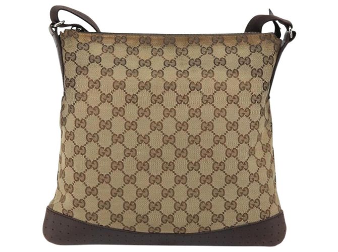 Borsa a Spalla GG Canvas Gucci Beige Argento 145857 Auth 176602 - vista 3