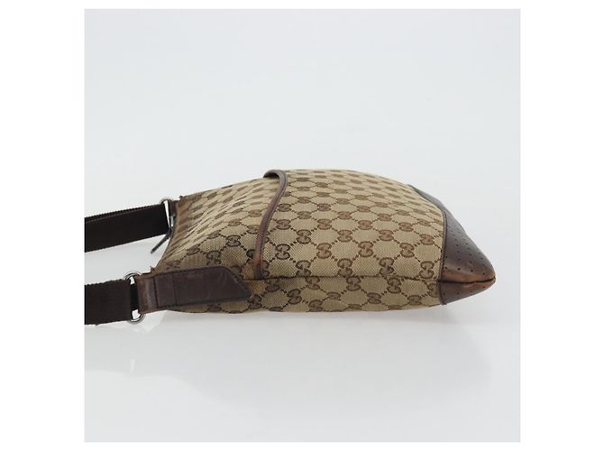Borsa a Spalla GG Canvas Gucci Beige Argento 145857 Auth 176602 - vista 5