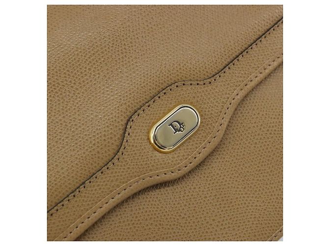 Bolsa de ombro de couro bege dourado Christian Dior Auth 175143 - vista 14