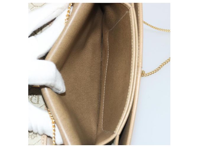 Bolsa de ombro de couro bege dourado Christian Dior Auth 175143 - vista 18
