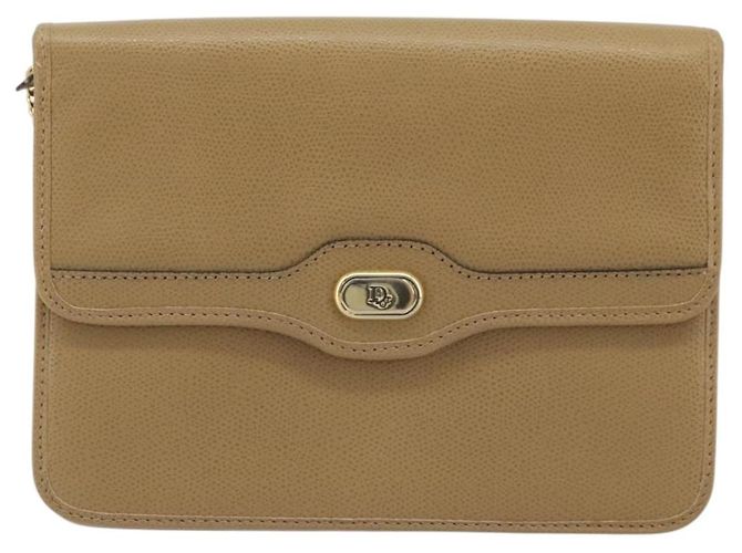 Bolsa de ombro de couro bege dourado Christian Dior Auth 175143 - vista 2
