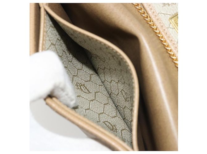 Bolsa de ombro de couro bege dourado Christian Dior Auth 175143 - vista 21