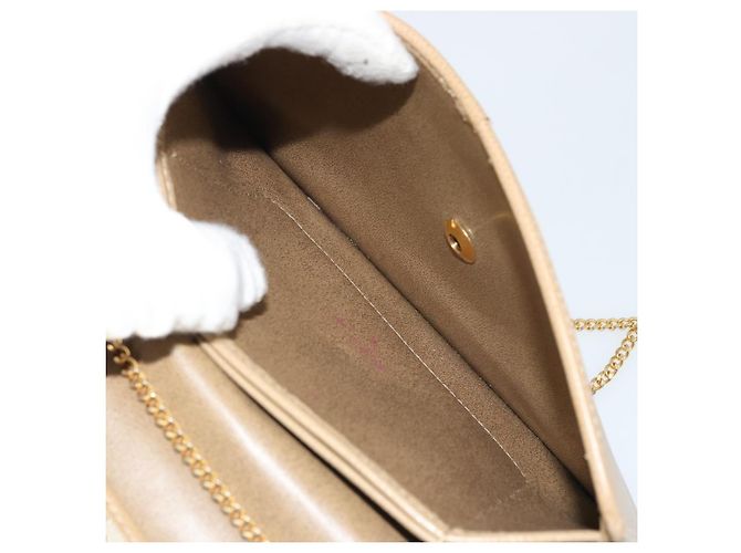 Bolsa de ombro de couro bege dourado Christian Dior Auth 175143 - vista 22