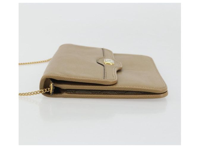 Bolsa de ombro de couro bege dourado Christian Dior Auth 175143 - vista 5