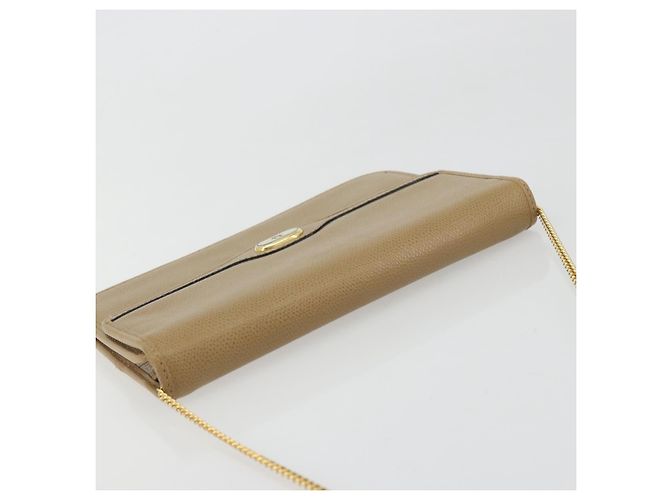 Bolsa de ombro de couro bege dourado Christian Dior Auth 175143 - vista 6