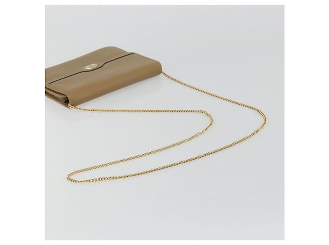 Bolsa de ombro de couro bege dourado Christian Dior Auth 175143 - vista 7