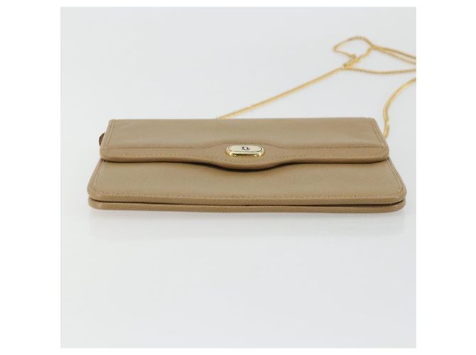 Bolsa de ombro de couro bege dourado Christian Dior Auth 175143 - vista 9