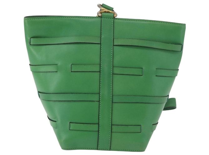 Céline Borsa a Spalla CELINE in Pelle Verde Oro Auth 175580A D'oro - vista 3