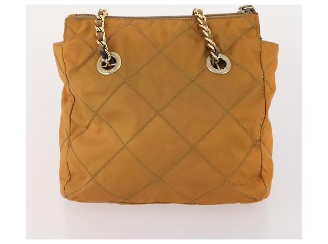 PRADA Borsa a Spalla con Catena Nylon 3 Set Beige Nero Verde Auth 174962 - vista 10