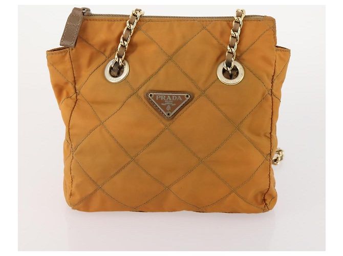 PRADA Borsa a Spalla con Catena Nylon 3 Set Beige Nero Verde Auth 174962 - vista 9