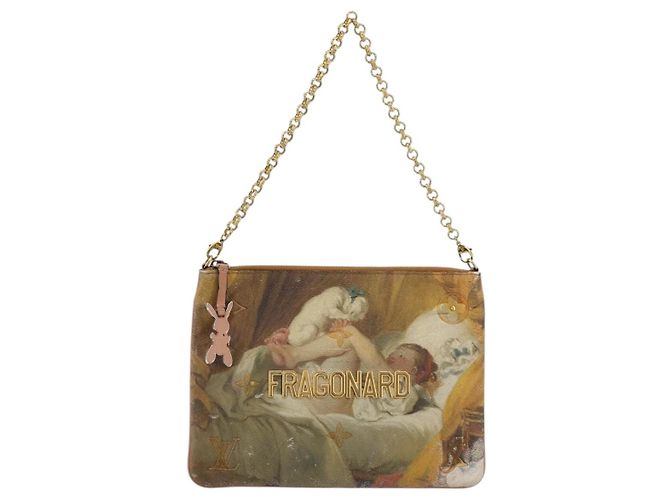 LOUIS VUITTON Masters Collection Pochette Plat Fragonard Borsa M64702 Auth YKZ1370 Rosa Beige - vista 13