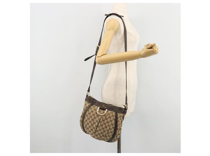 Borsa a Spalla GG Canvas Gucci Beige Oro 203257 Auth ka3983 D'oro - vista 23