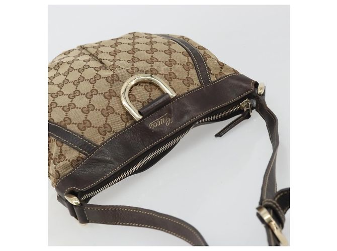Borsa a Spalla GG Canvas Gucci Beige Oro 203257 Auth ka3983 D'oro - vista 6