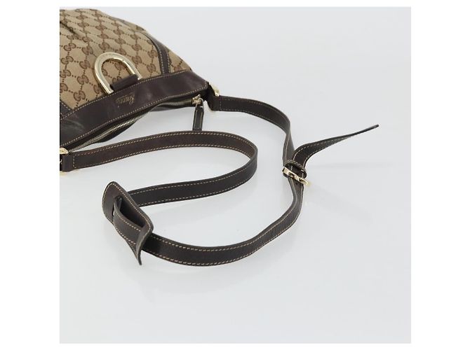 Borsa a Spalla GG Canvas Gucci Beige Oro 203257 Auth ka3983 D'oro - vista 7