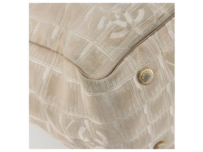 CHANEL Nuova linea da viaggio Borsa a mano in nylon beige oro CC Auth BA12132 D'oro - vista 11