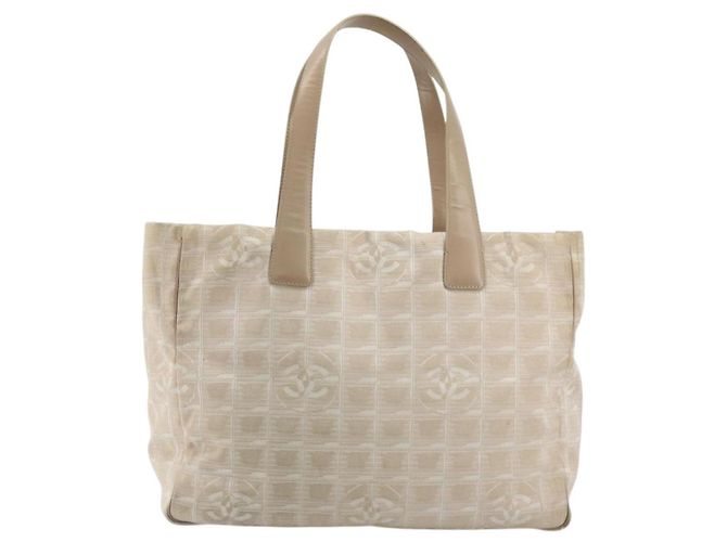 CHANEL Nuova linea da viaggio Borsa a mano in nylon beige oro CC Auth BA12132 D'oro - vista 2