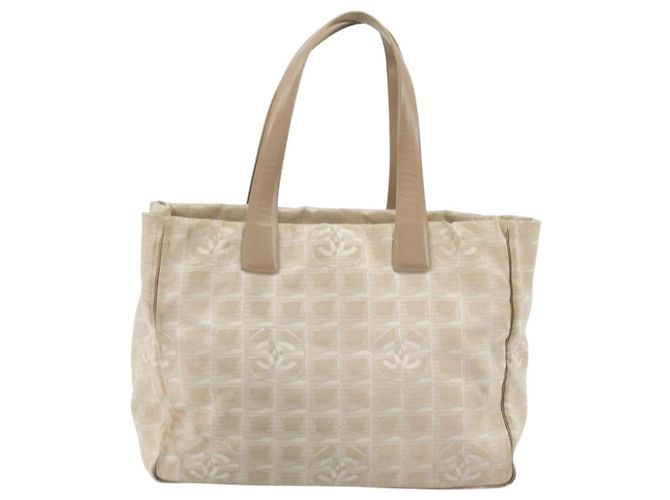 CHANEL Nuova linea da viaggio Borsa a mano in nylon beige oro CC Auth BA12132 D'oro - vista 3