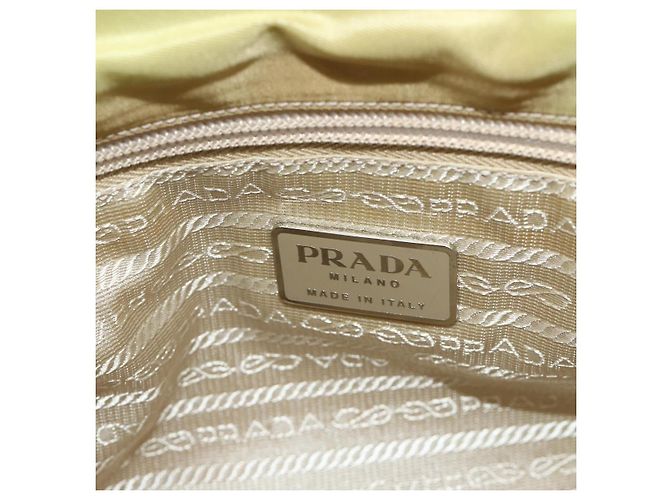 PRADA Borsa a mano in nylon beige argento autentica ti3872 - vista 10