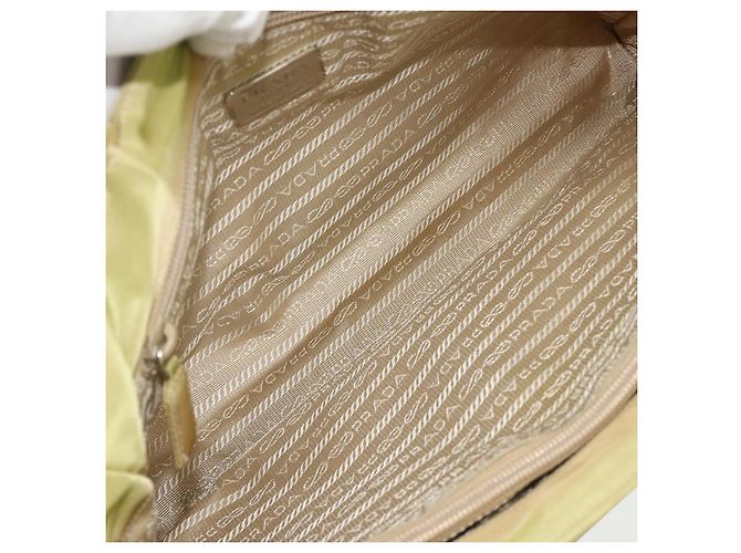 PRADA Borsa a mano in nylon beige argento autentica ti3872 - vista 11