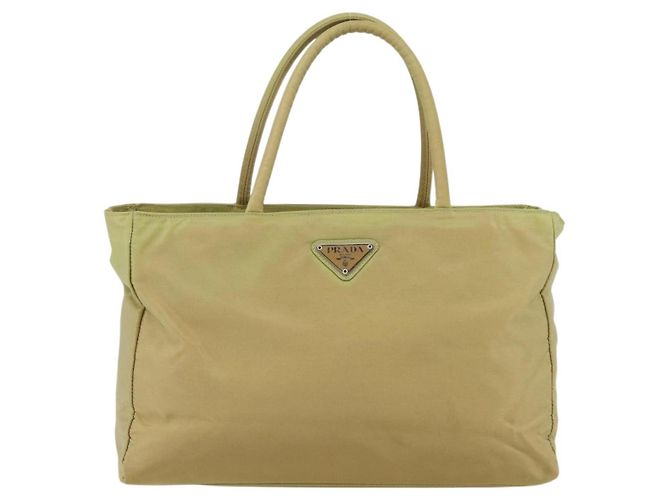 PRADA Borsa a mano in nylon beige argento autentica ti3872 - vista 13