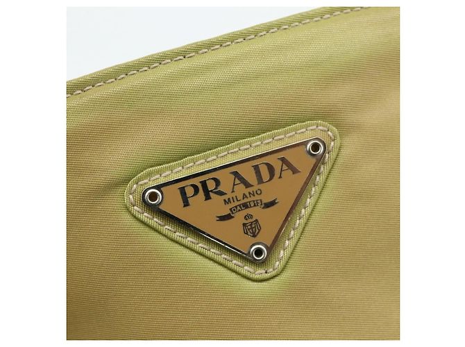 PRADA Borsa a mano in nylon beige argento autentica ti3872 - vista 17